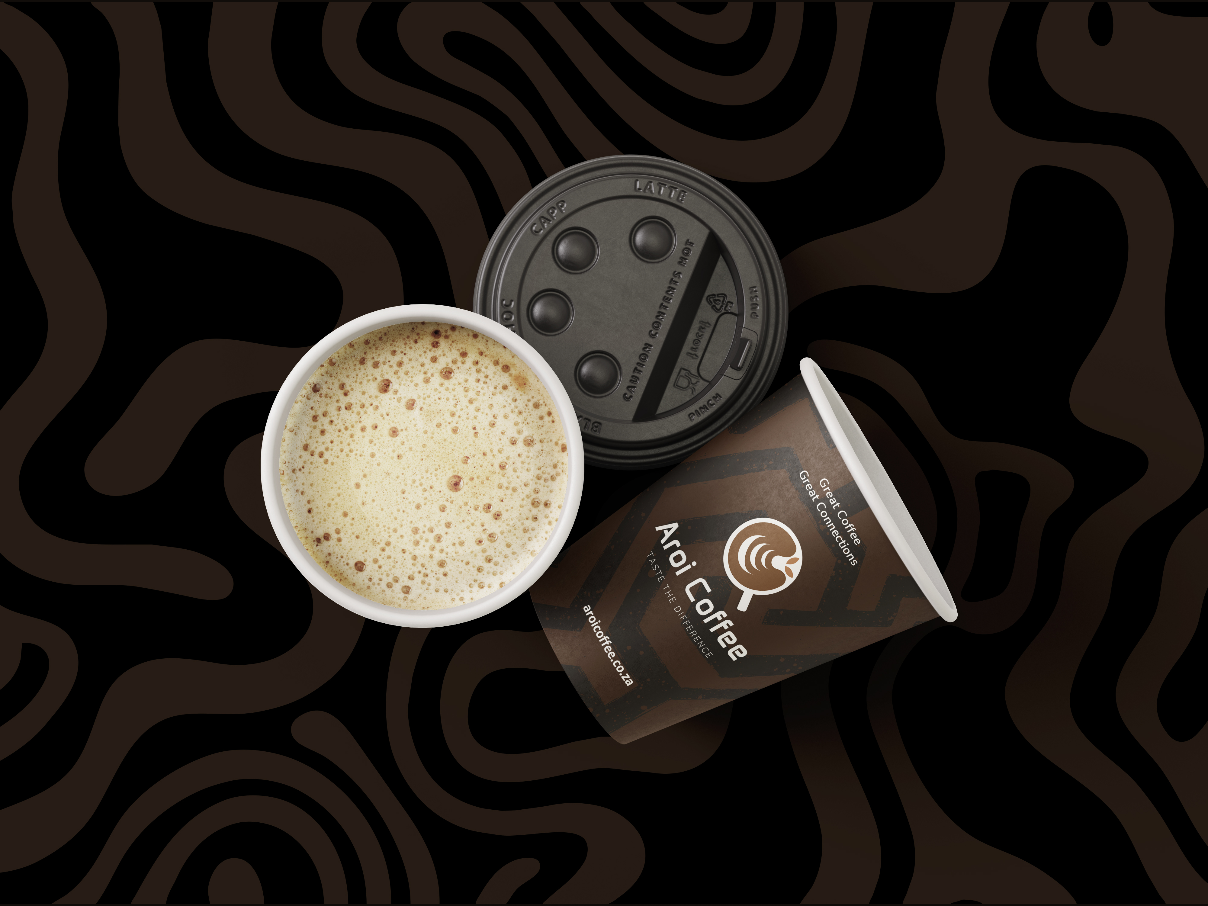 Aroi Coffee branded cup and lid mockup